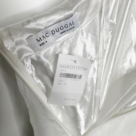 NWT Mac Duggal Ruffle Tiered Cutout Chiffon Gown Empire Waist Womens White SZ 4 - Picture 7 of 8